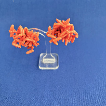 1950s Plastic Coral Beads Clip On Earrings