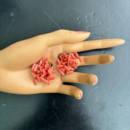 1950s Plastic Coral Beads Clip On Earrings