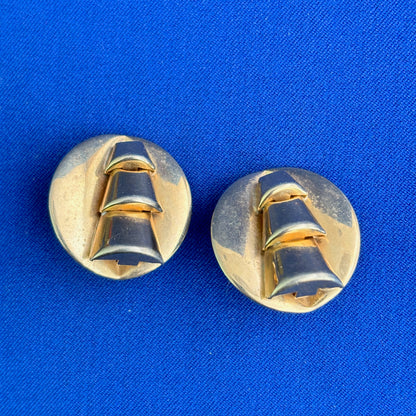 1950s/60s Gold Tone Metal Clip On Earrings