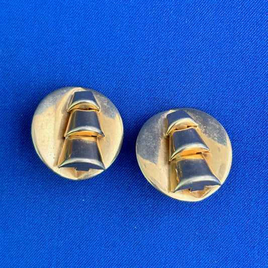 1950s/60s Gold Tone Metal Clip On Earrings