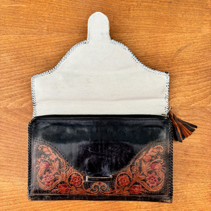 1930s  Double Sided Tooled Leather Clutch