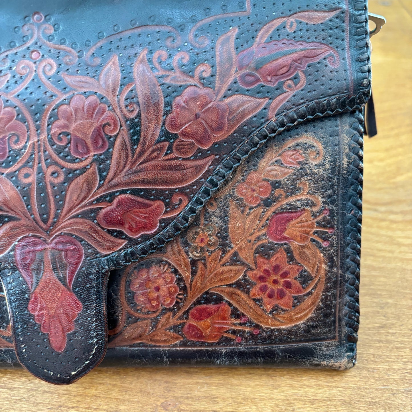 1930s  Double Sided Tooled Leather Clutch