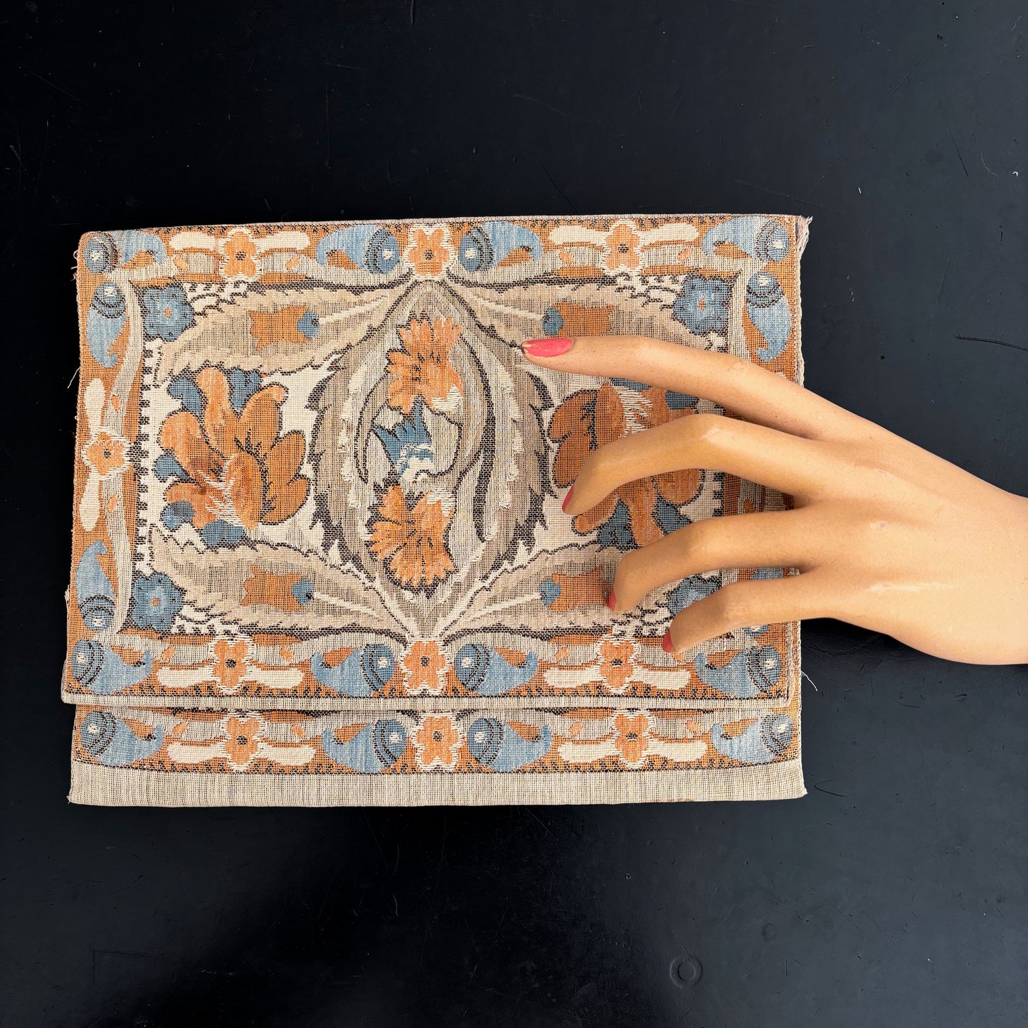 Antique Art Nouveau Tapestry Envelope Clutch