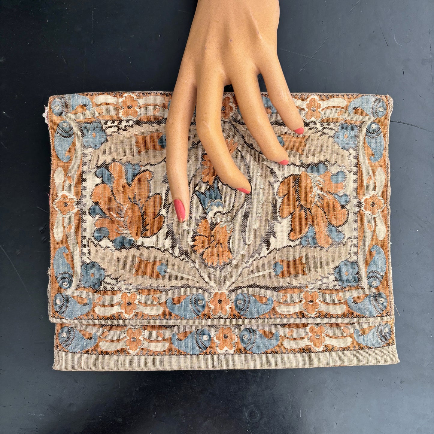 Antique Art Nouveau Tapestry Envelope Clutch