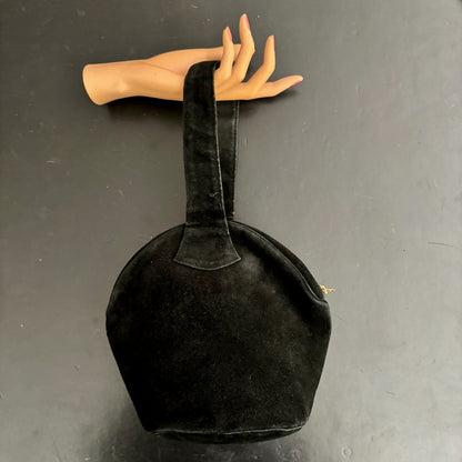 1940s Black Suede Handbag