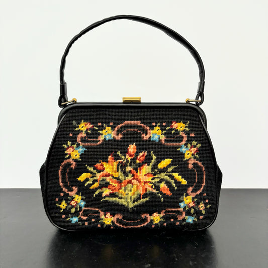 1950s/60s Floral Needlepoint Handbag