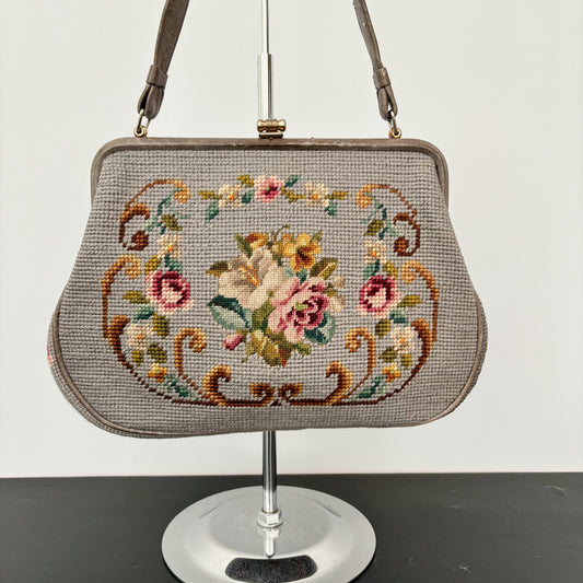 1950s/60s Floral Needlepoint Handbag