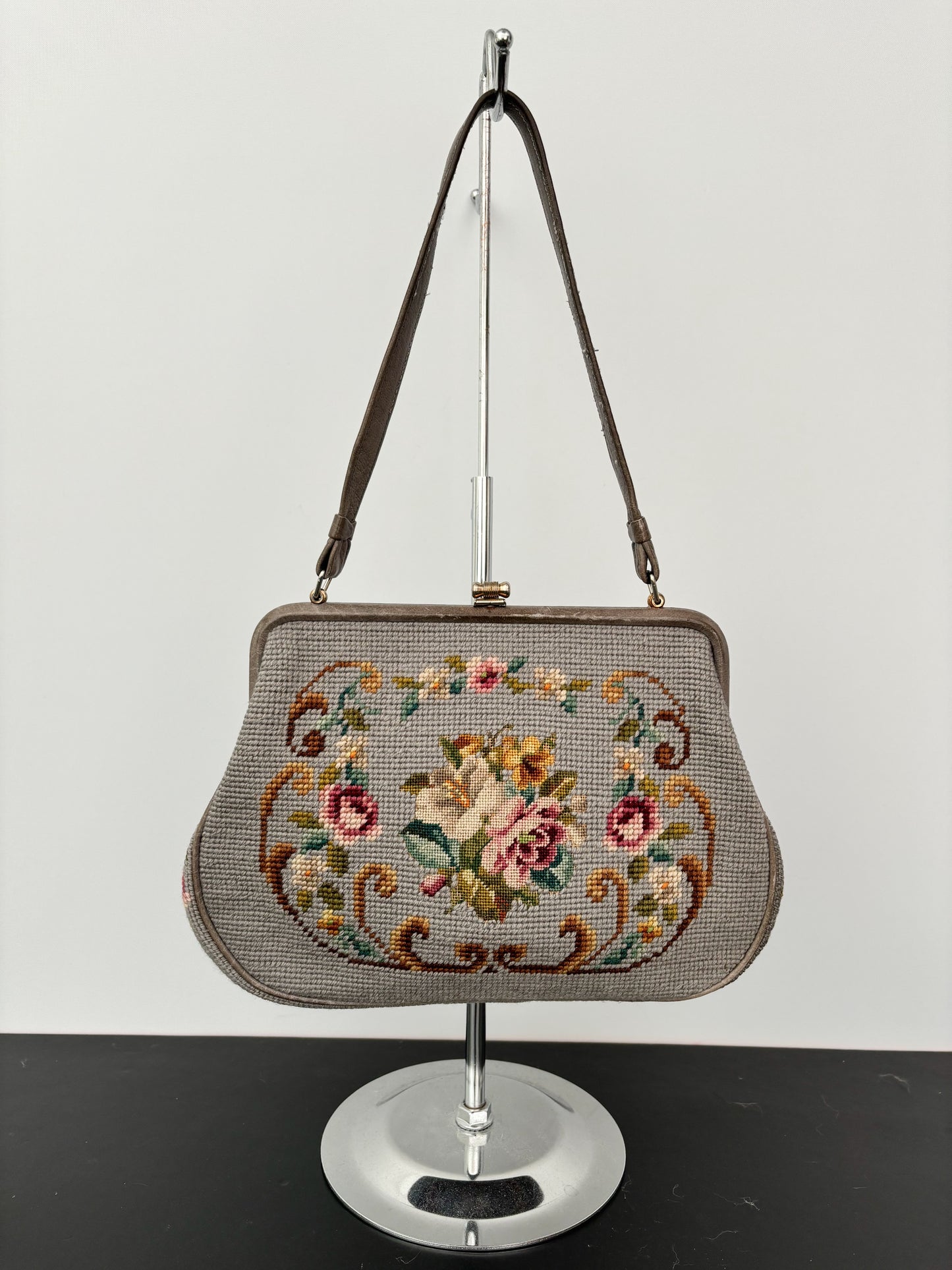 1950s/60s Floral Needlepoint Handbag