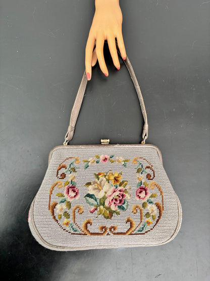 1950s/60s Floral Needlepoint Handbag