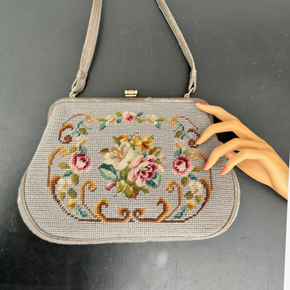 1950s/60s Floral Needlepoint Handbag