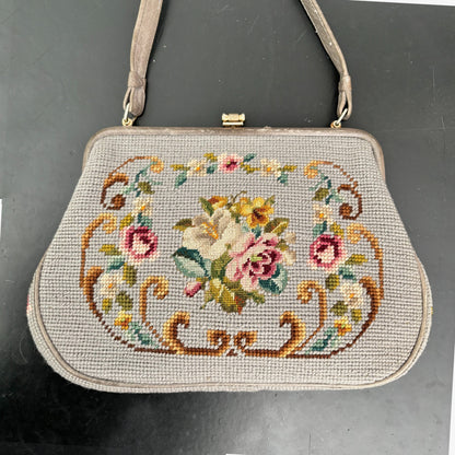 1950s/60s Floral Needlepoint Handbag