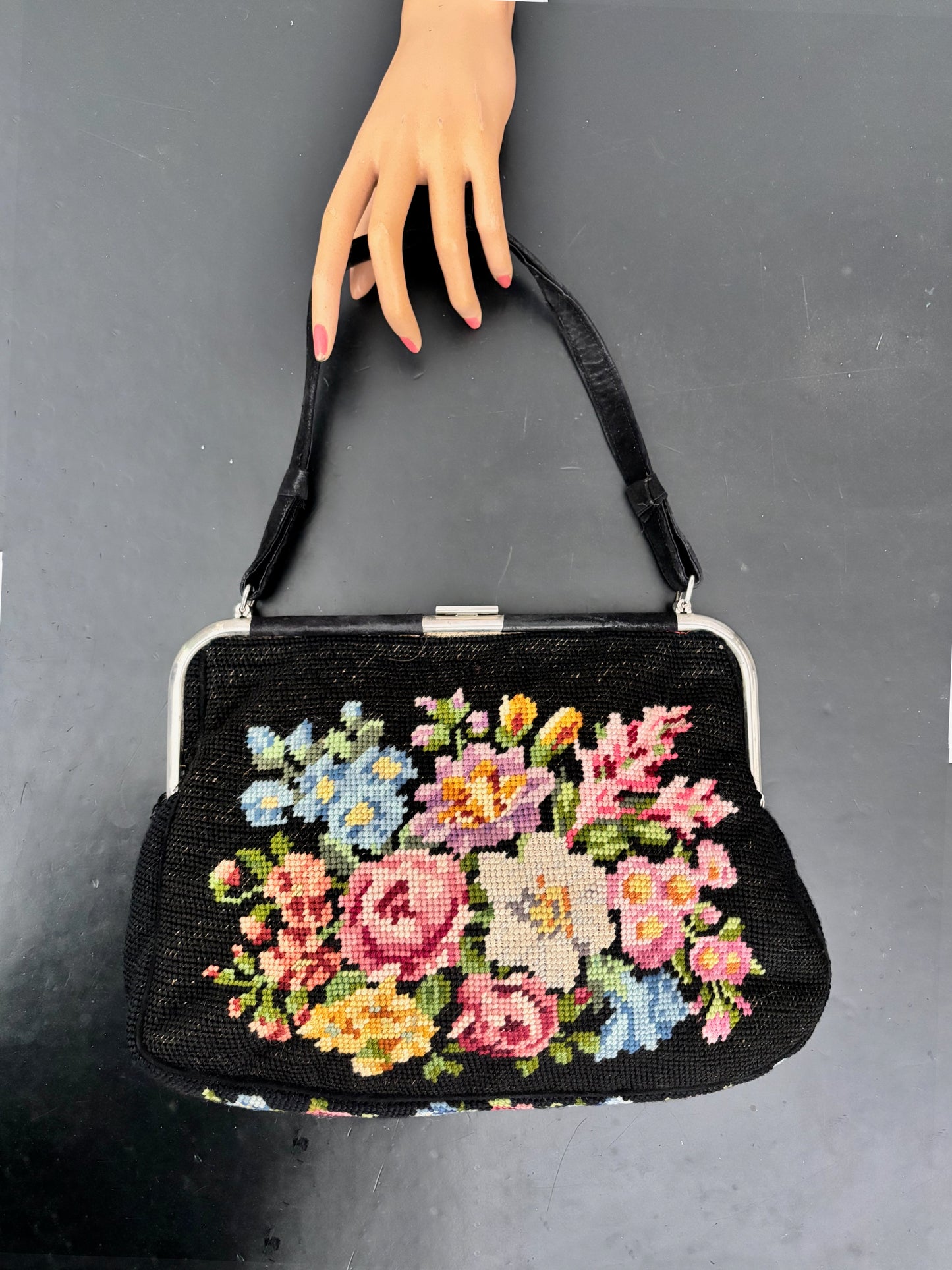 1950s Floral Needlepoint Handbag