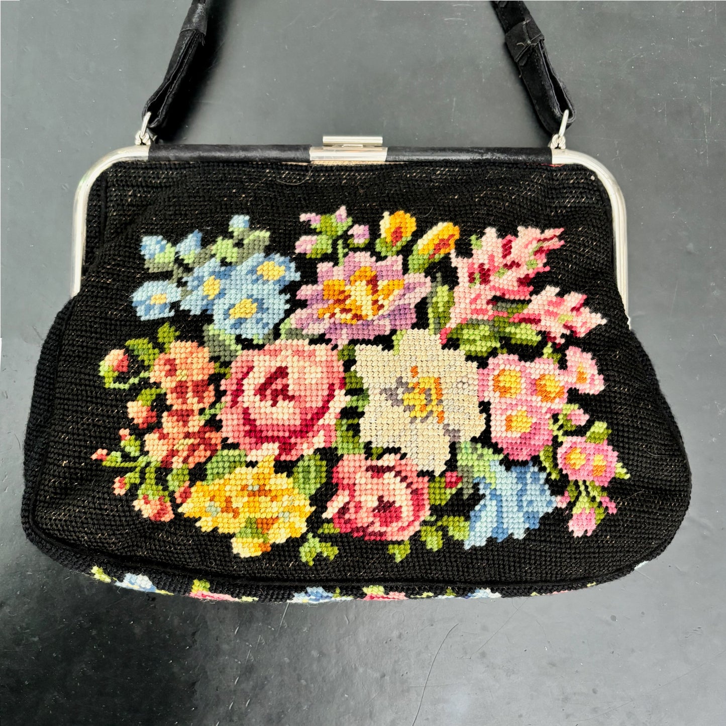 1950s Floral Needlepoint Handbag