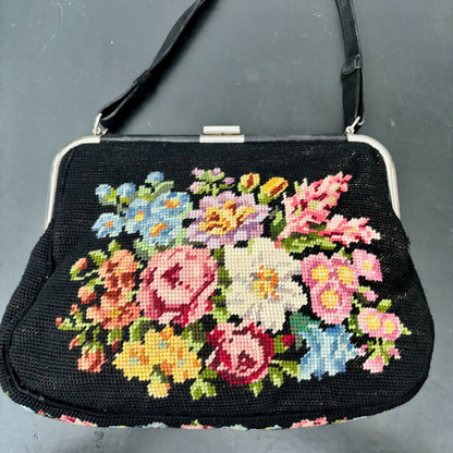 1950s Floral Needlepoint Handbag