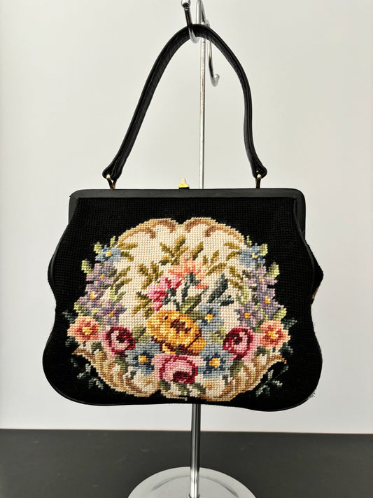 1950s/60s Floral Needlepoint Handbag