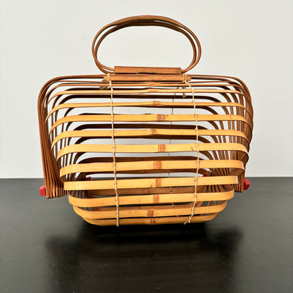 1940s Foldable Bamboo Handbag