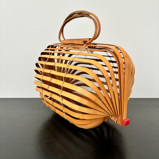 1940s Foldable Bamboo Handbag