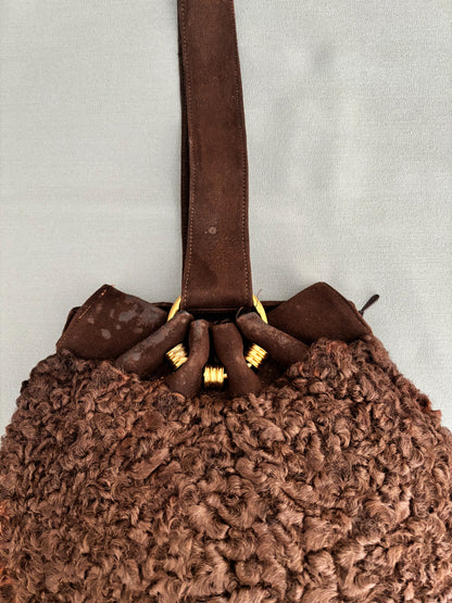 1940s Lamb Wool Astrakan Muff / Handbag