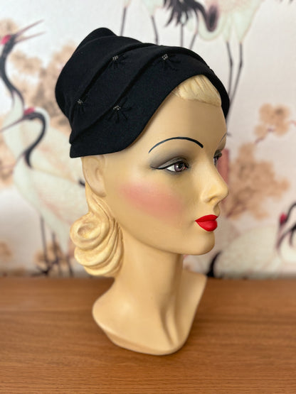 1940s Black Fez Hat