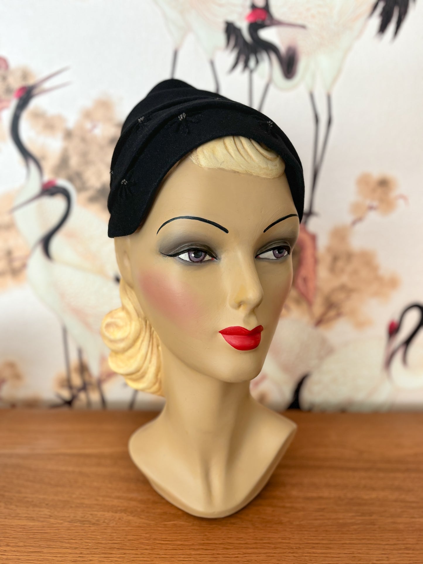 1940s Black Fez Hat