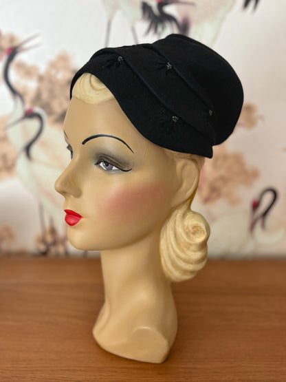 1940s Black Fez Hat