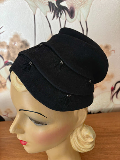 1940s Black Fez Hat