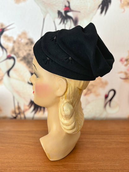 1940s Black Fez Hat