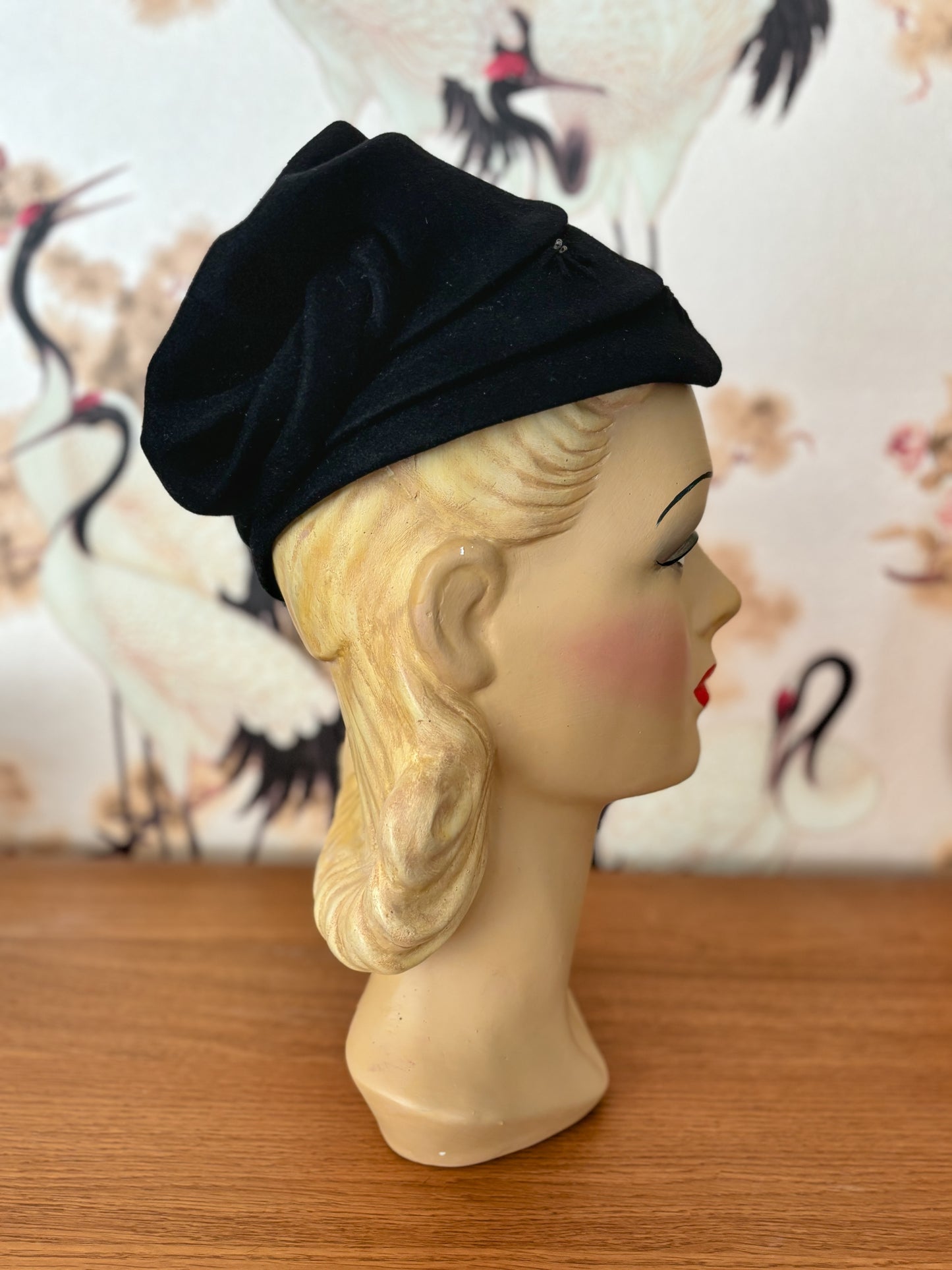 1940s Black Fez Hat