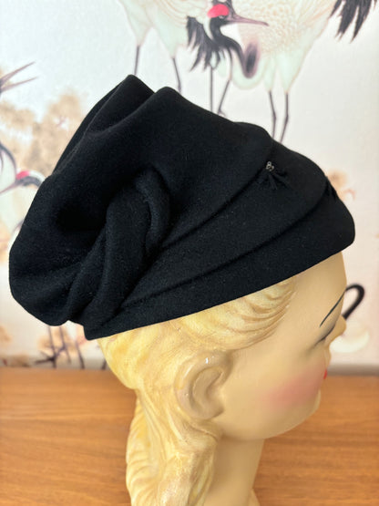 1940s Black Fez Hat