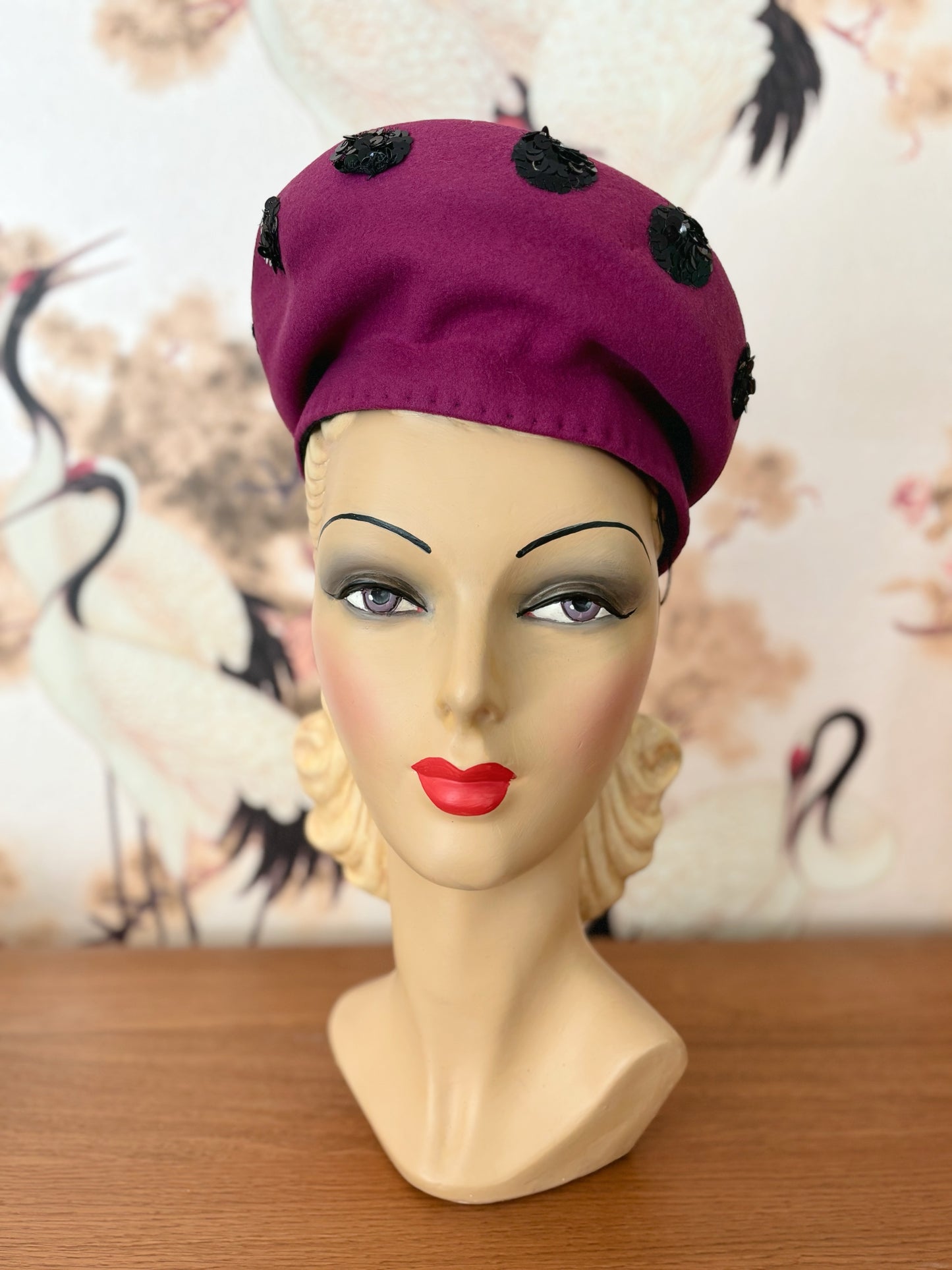 1940s 'New York Creation' Sequined High Beret