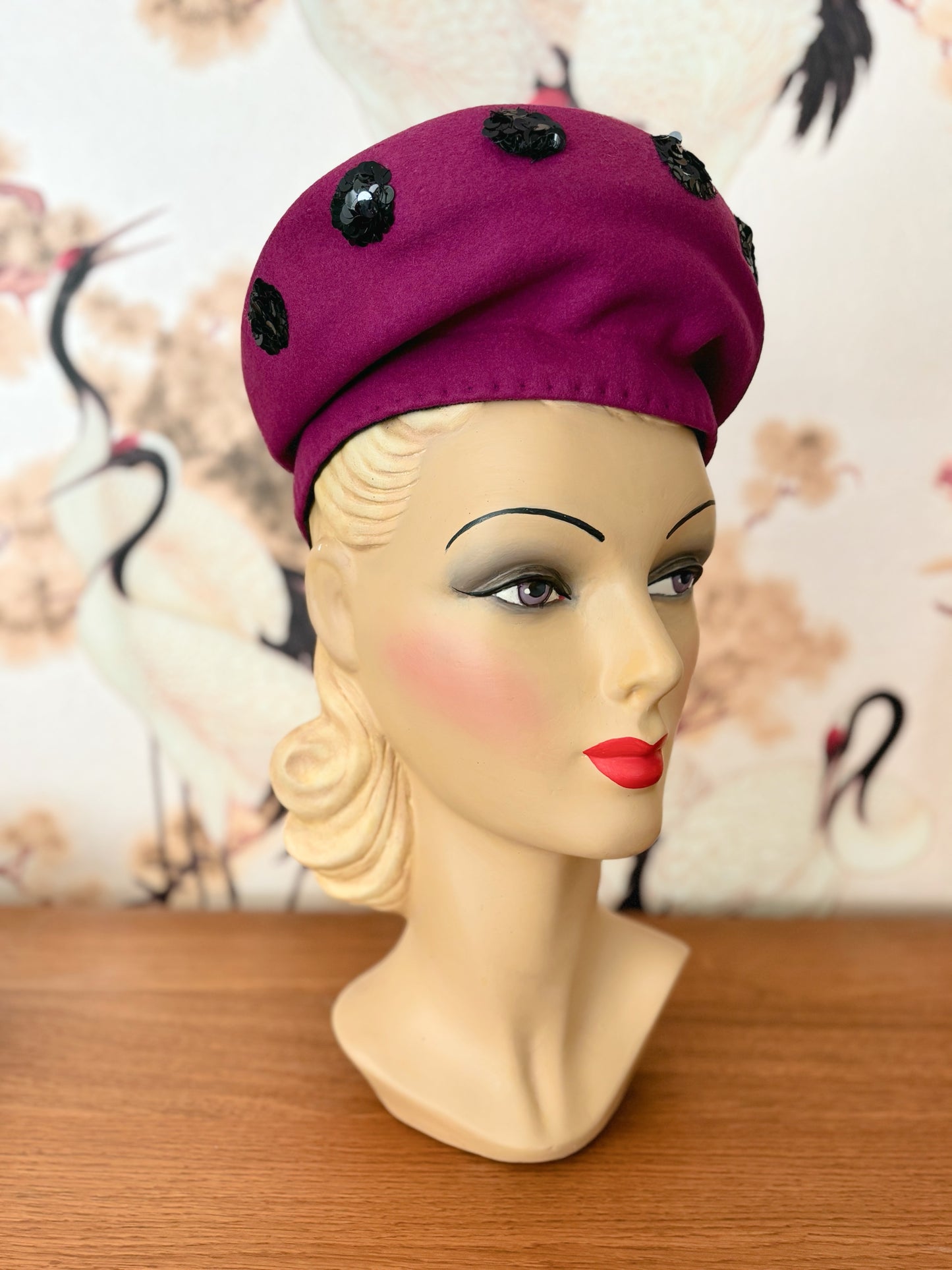 1940s 'New York Creation' Sequined High Beret