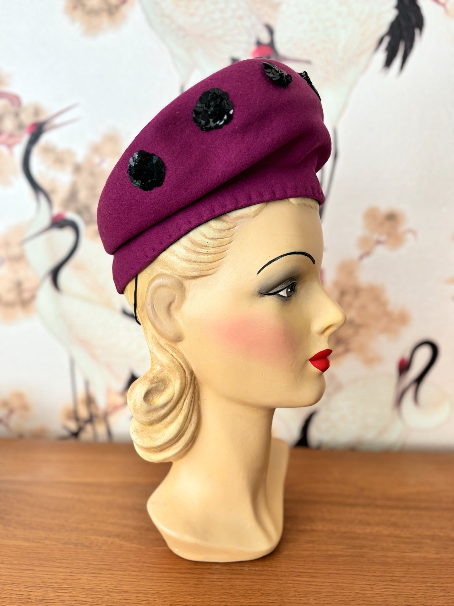 1940s 'New York Creation' Sequined High Beret