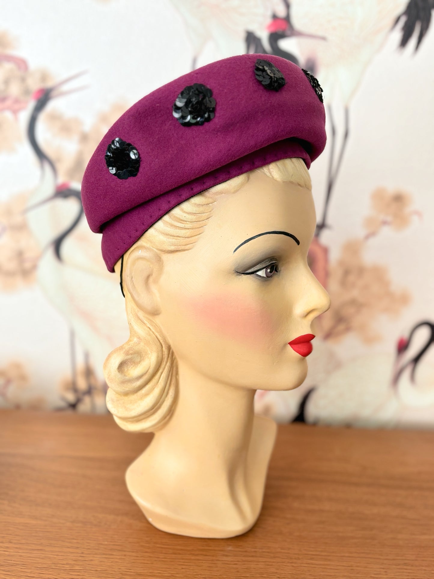 1940s 'New York Creation' Sequined High Beret