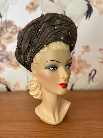 1940s Gold Lurex Turban