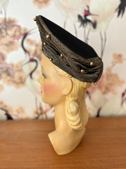 1940s Gold Lurex Turban