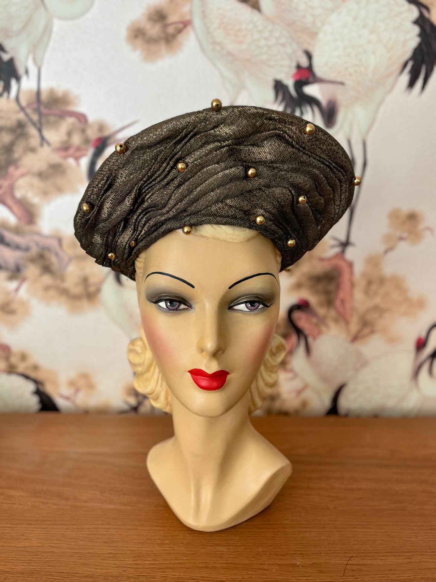 1940s Gold Lurex Turban