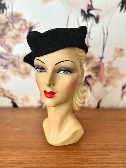 1940s Dale Triangular Ribbed Hat