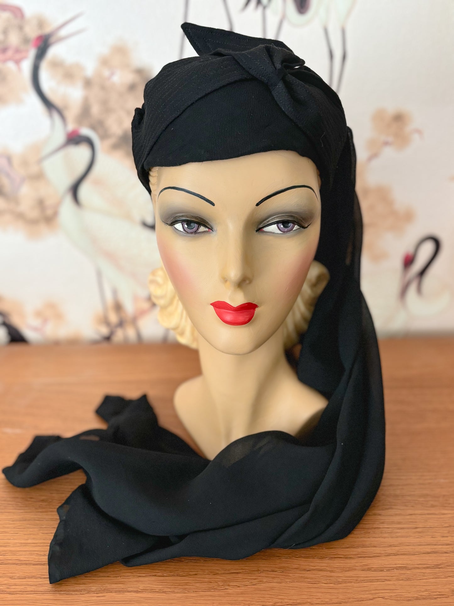 1940s Crepe Draped Turban Bedouin Hat