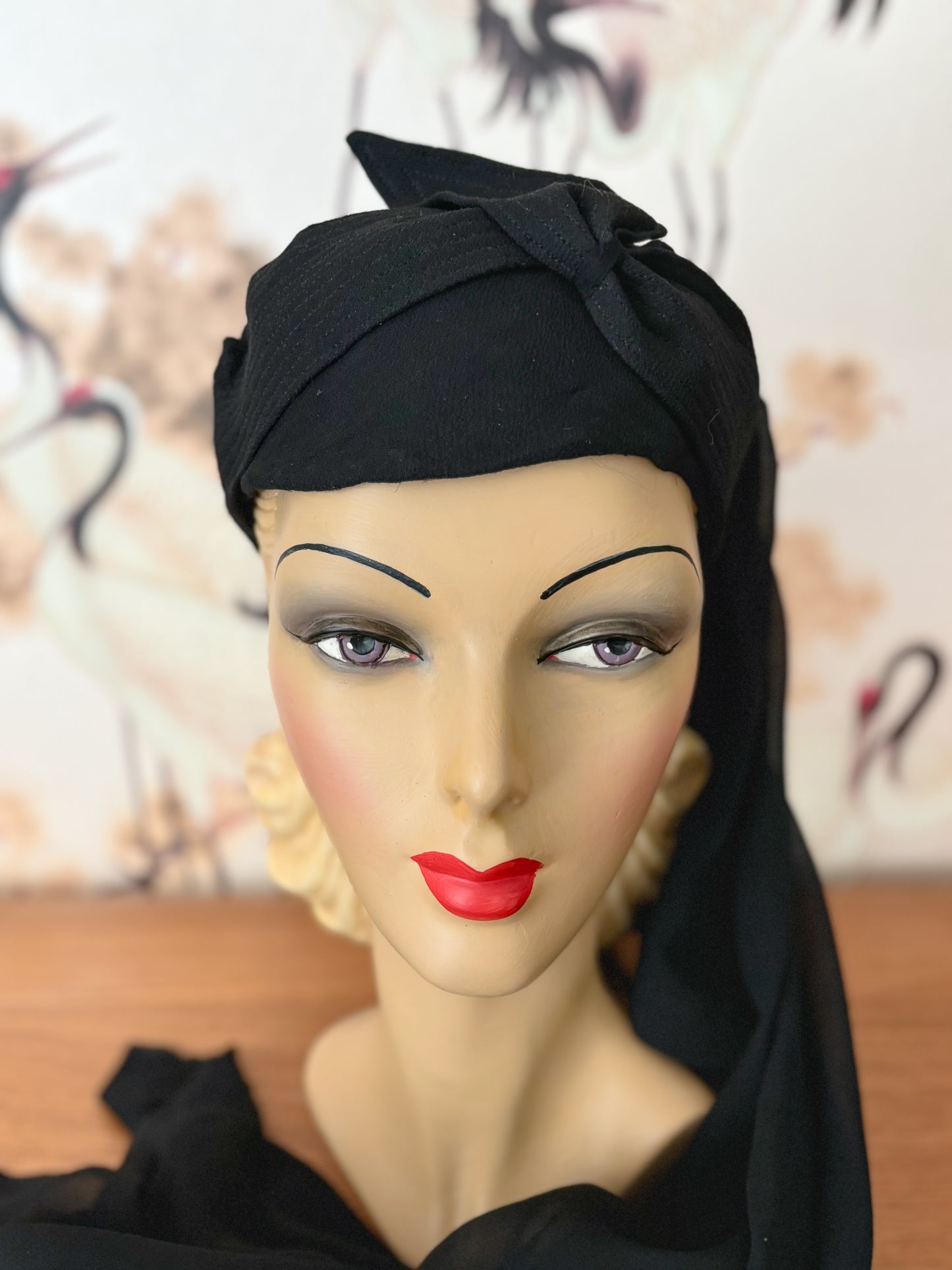 1940s Crepe Draped Turban Bedouin Hat