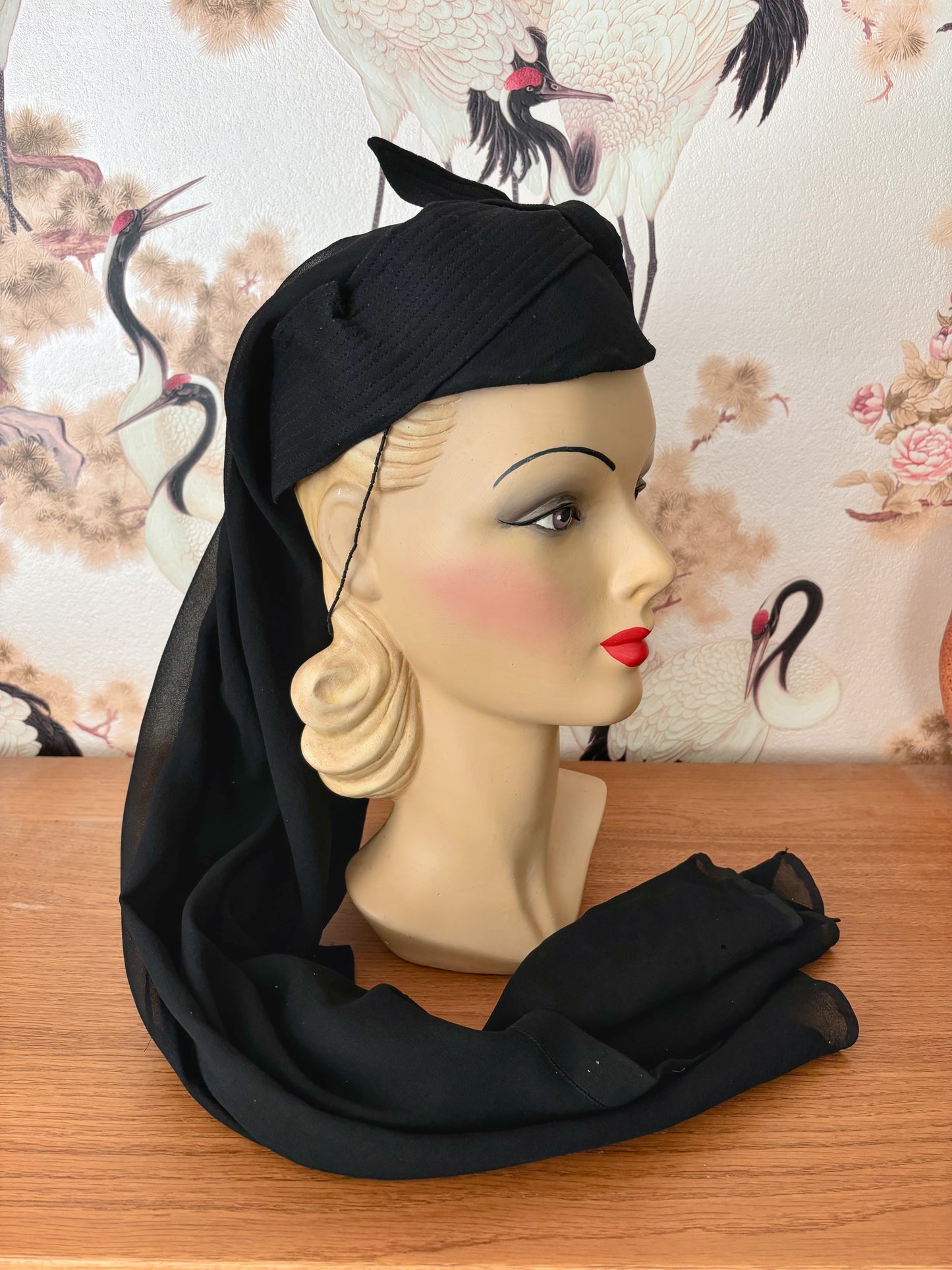 1940s Crepe Draped Turban Bedouin Hat