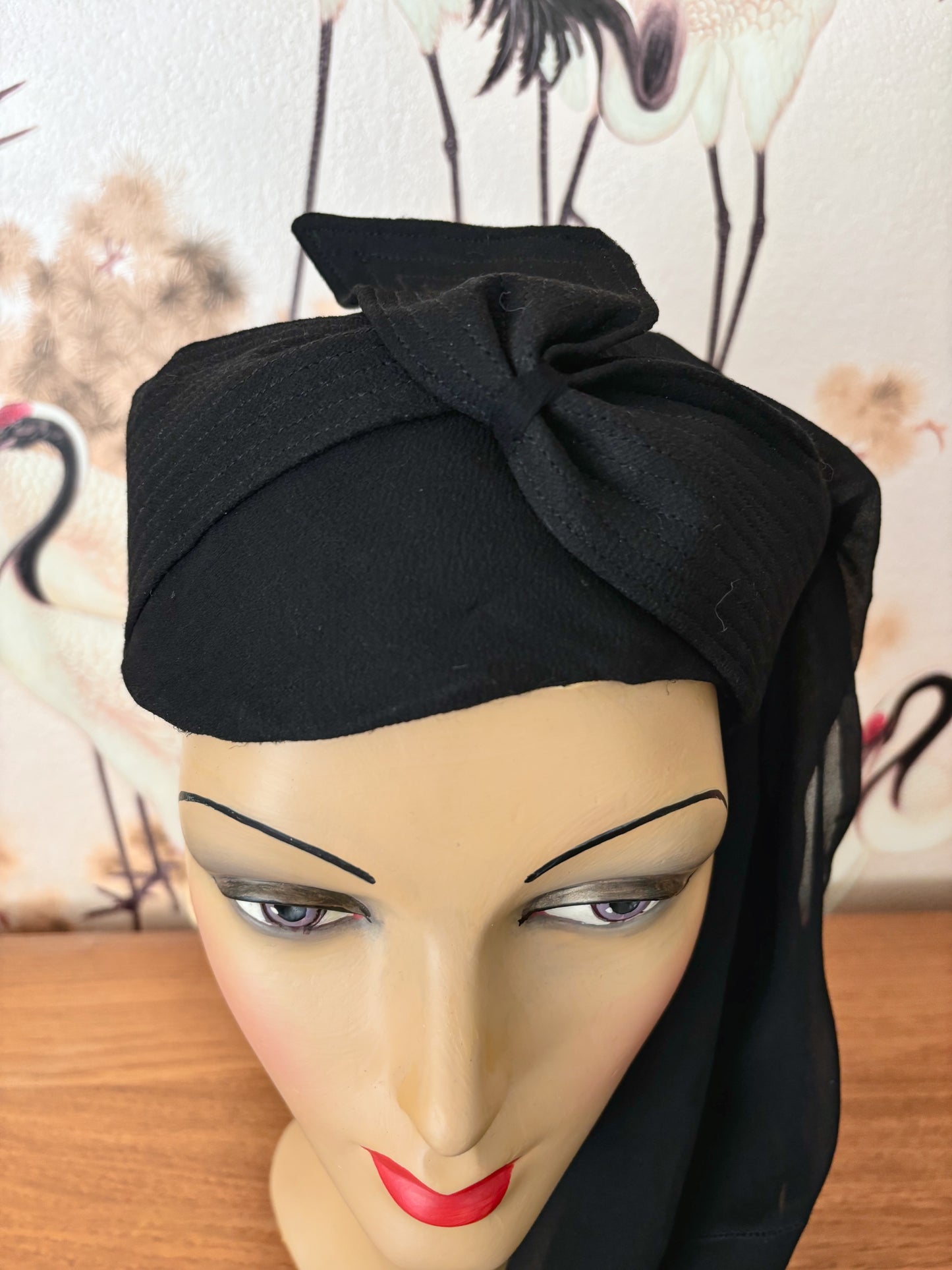 1940s Crepe Draped Turban Bedouin Hat