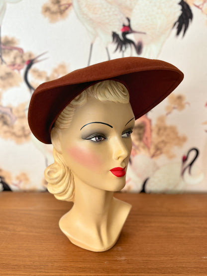 1940s Brown Felt Halo Hat