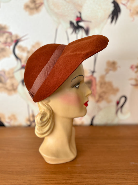 1940s Brown Felt Halo Hat