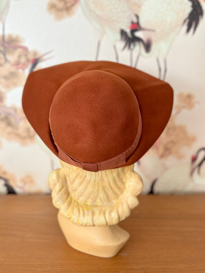 1940s Brown Felt Halo Hat