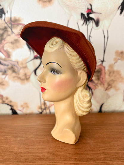 1940s Brown Felt Halo Hat