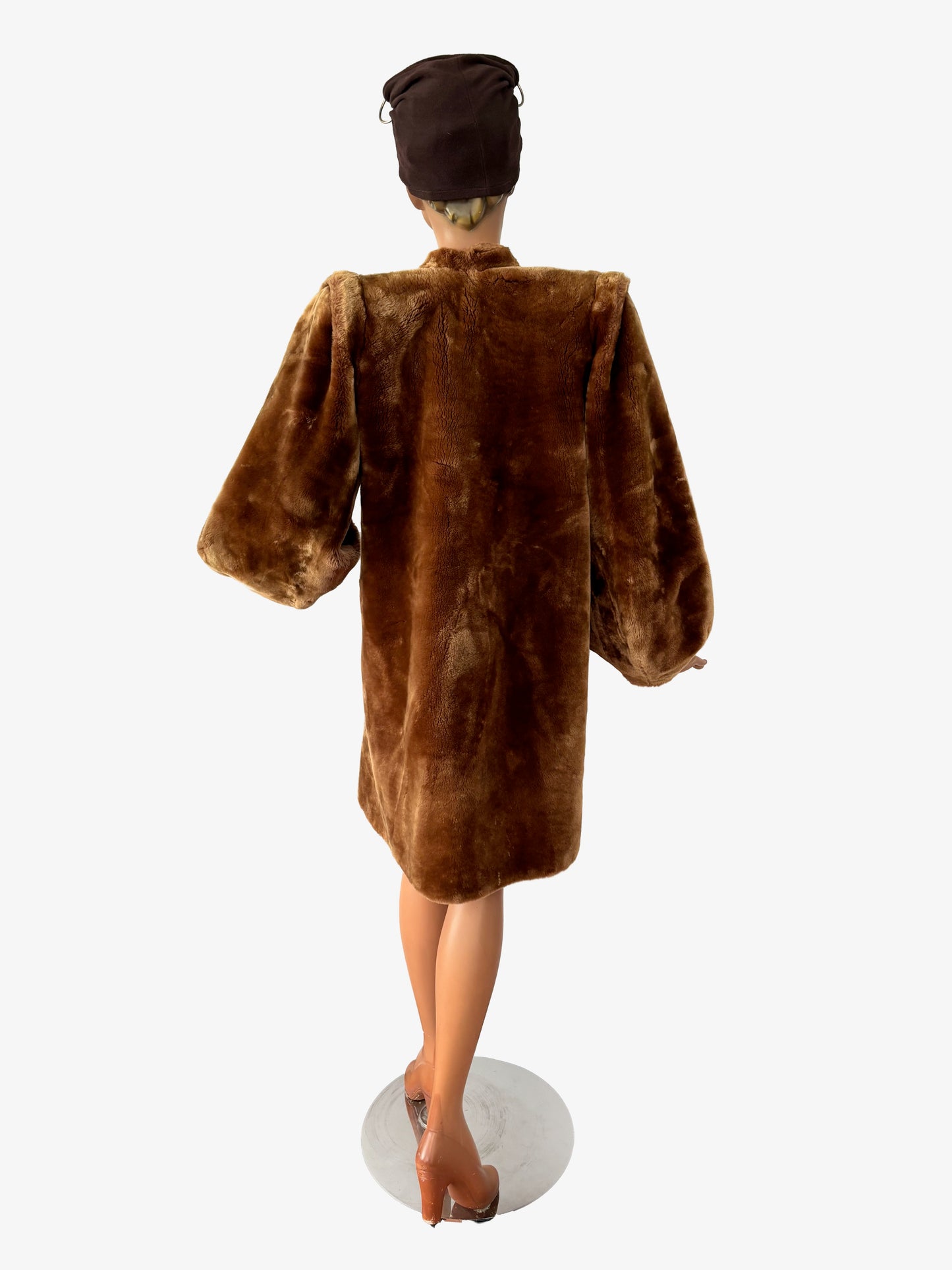 1940s Balloon Sleeves Mouton Fur Coat  | M