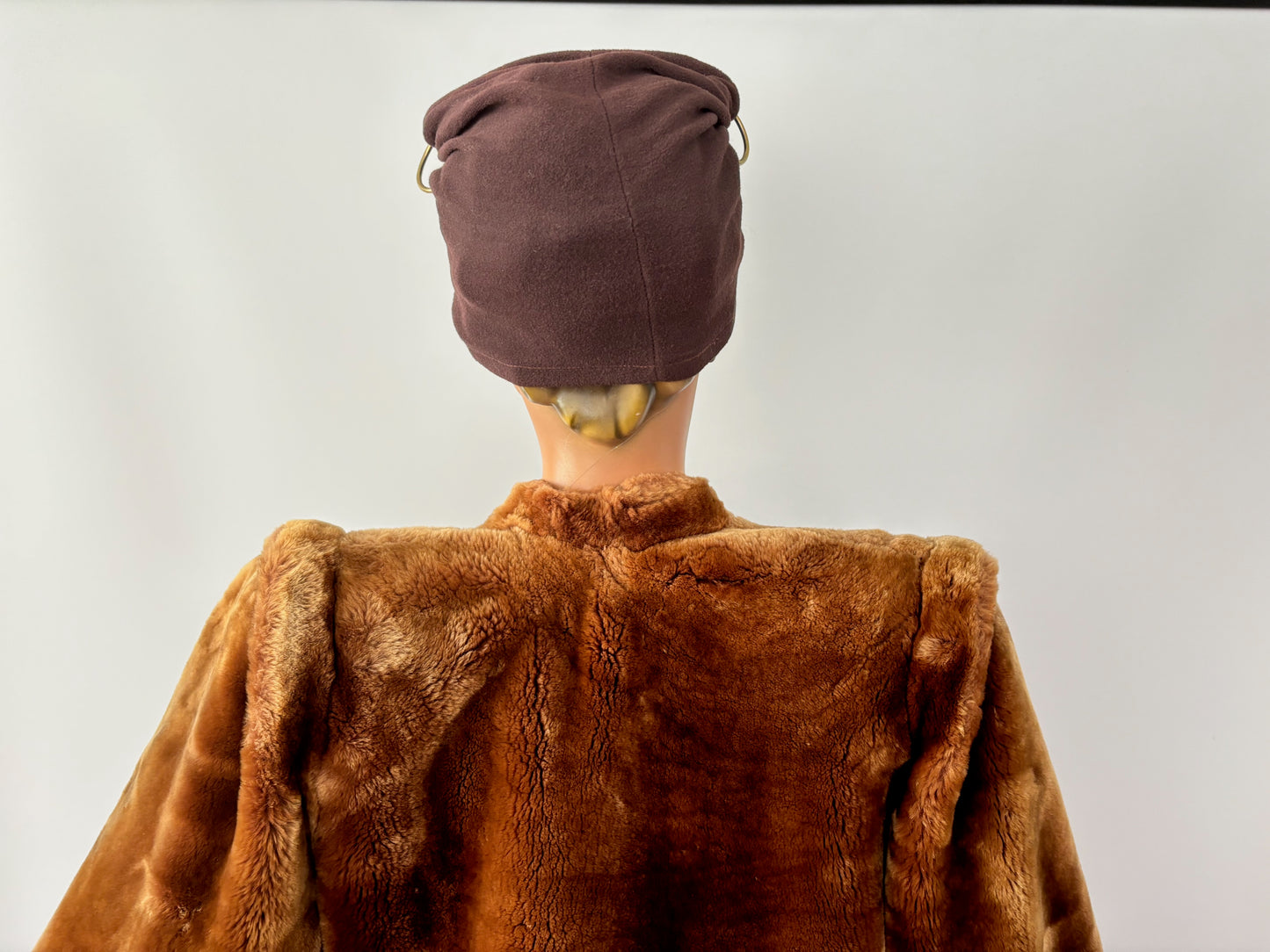 1940s Balloon Sleeves Mouton Fur Coat  | M