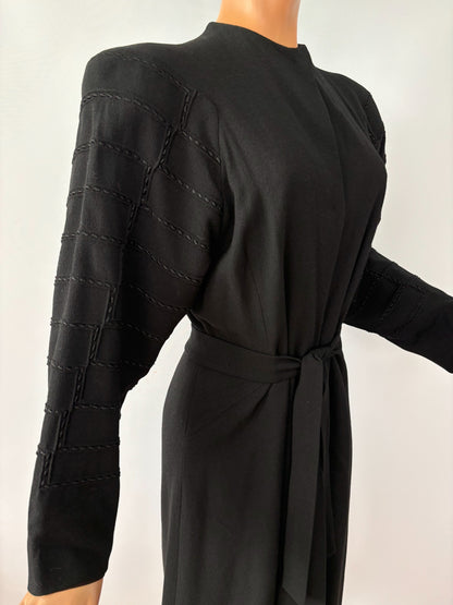 1940s Black Wool Crepe Coat  | S