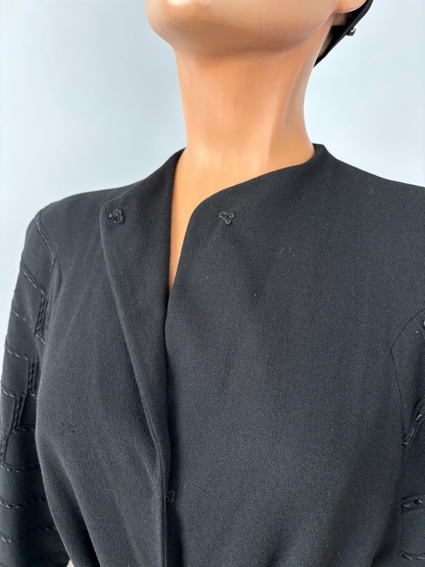 1940s Black Wool Crepe Coat  | S