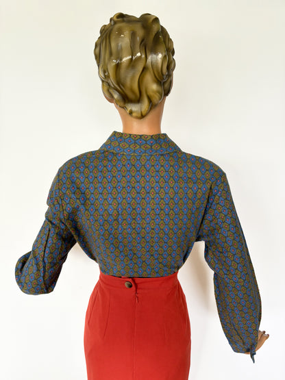 1950s Flannel Blouse | L